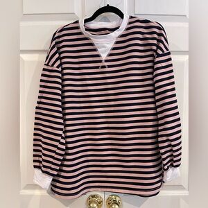Women’s Striped Pink and Navy Oversized Shirt size Medium